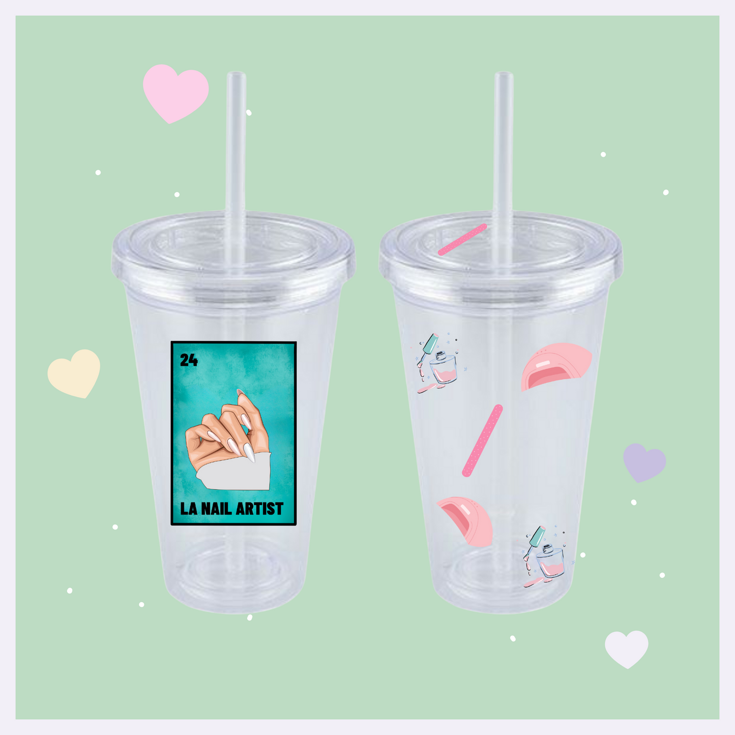 La Nail Artist double lined clear tumbler