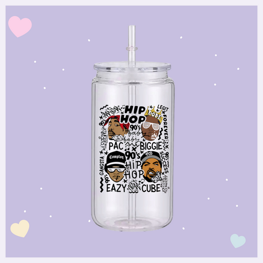 90s Rap 16oz Plastic Tumbler with Lid and Straw